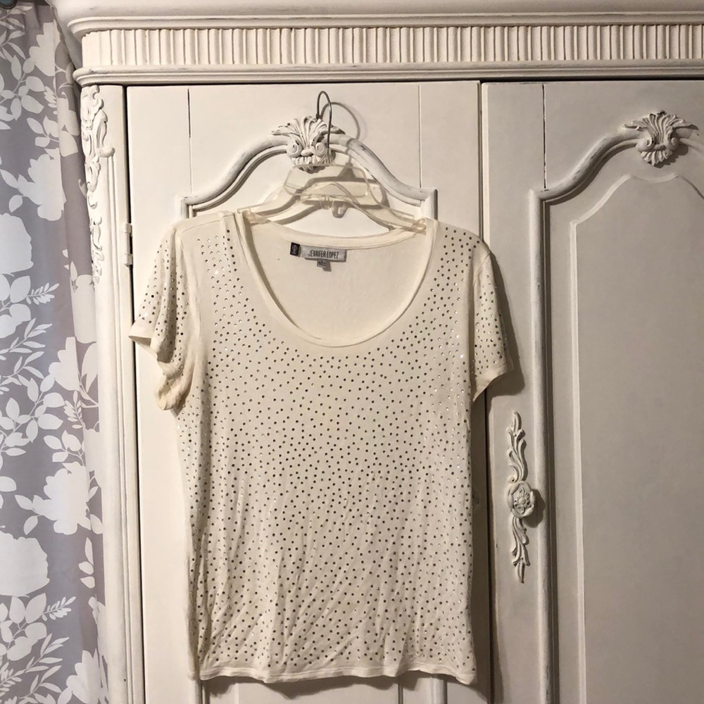 Jennifer Lopez bling white t shirt